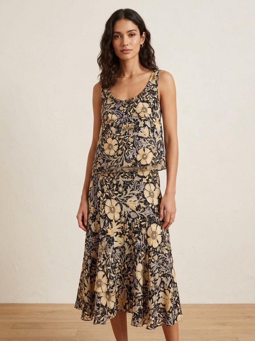 1990s Vintage NWT Sigrid Olsen 100% Silk Skirt Floral Cottagecore Boho Petite 8P - Picture 9 of 9